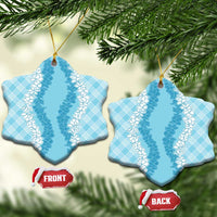 Hawaii Aloha Plumeria Lei Turquoise Palaka Ceramic Ornament LT7 Snow Flake Turquoise - Polynesian Pride