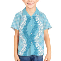Hawaii Aloha Plumeria Lei Turquoise Palaka Hawaiian Shirt LT7 - Polynesian Pride