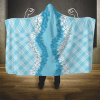 Hawaii Aloha Plumeria Lei Turquoise Palaka Hooded Blanket LT7 - Polynesian Pride