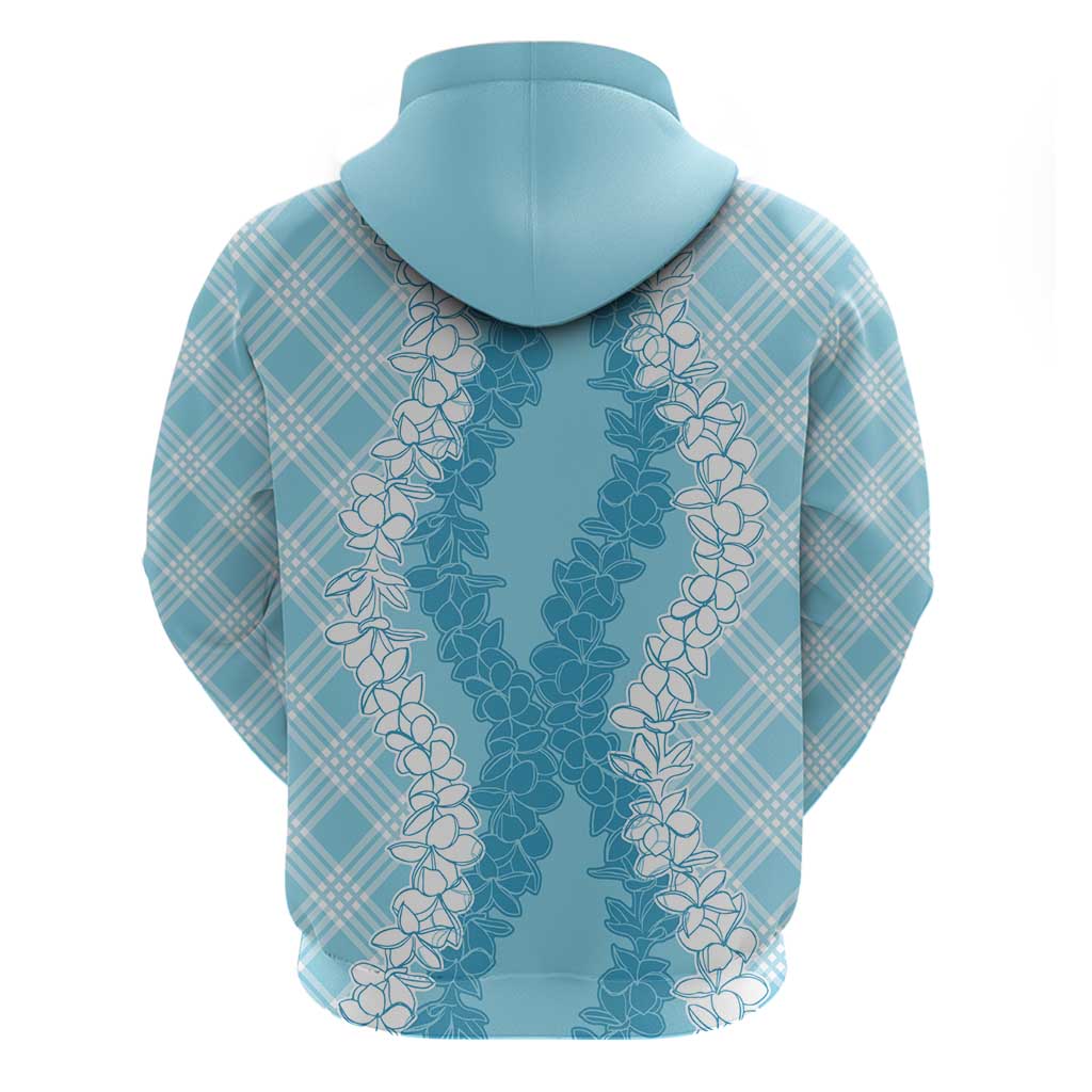 Hawaii Aloha Plumeria Lei Turquoise Palaka Hoodie LT7 - Polynesian Pride
