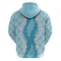 Hawaii Aloha Plumeria Lei Turquoise Palaka Hoodie LT7 - Polynesian Pride