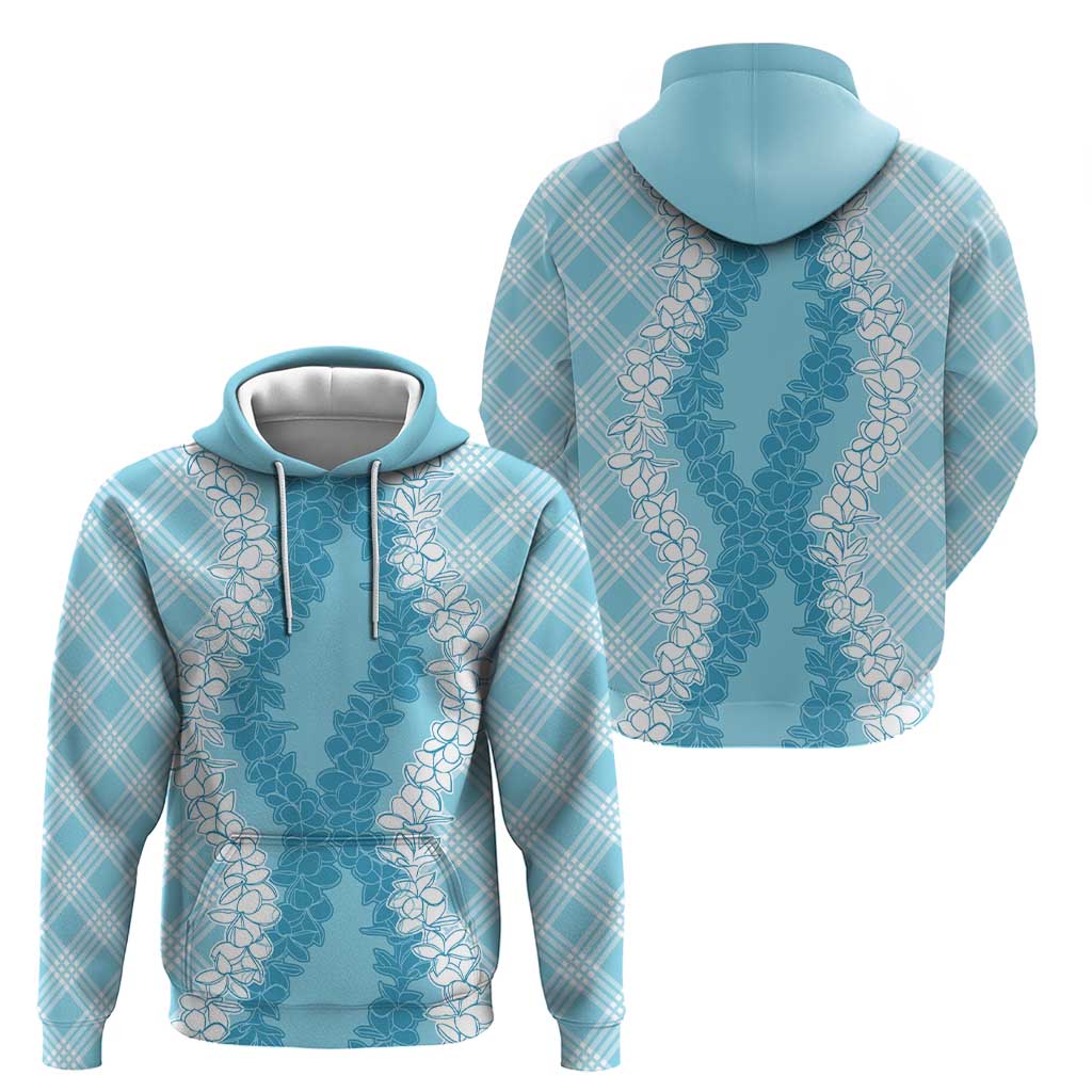 Hawaii Aloha Plumeria Lei Turquoise Palaka Hoodie LT7 - Polynesian Pride