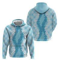 Hawaii Aloha Plumeria Lei Turquoise Palaka Hoodie LT7 - Polynesian Pride