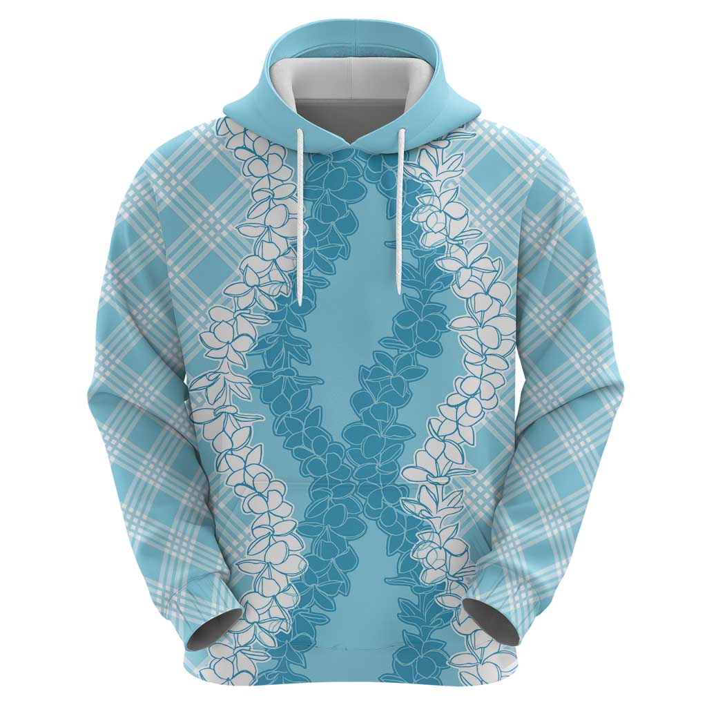 Hawaii Aloha Plumeria Lei Turquoise Palaka Hoodie LT7 - Polynesian Pride