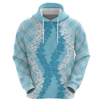 Hawaii Aloha Plumeria Lei Turquoise Palaka Hoodie LT7 - Polynesian Pride