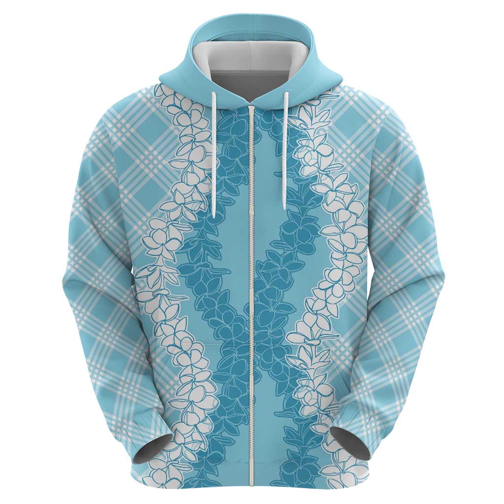 Hawaii Aloha Plumeria Lei Turquoise Palaka Hoodie LT7 - Polynesian Pride