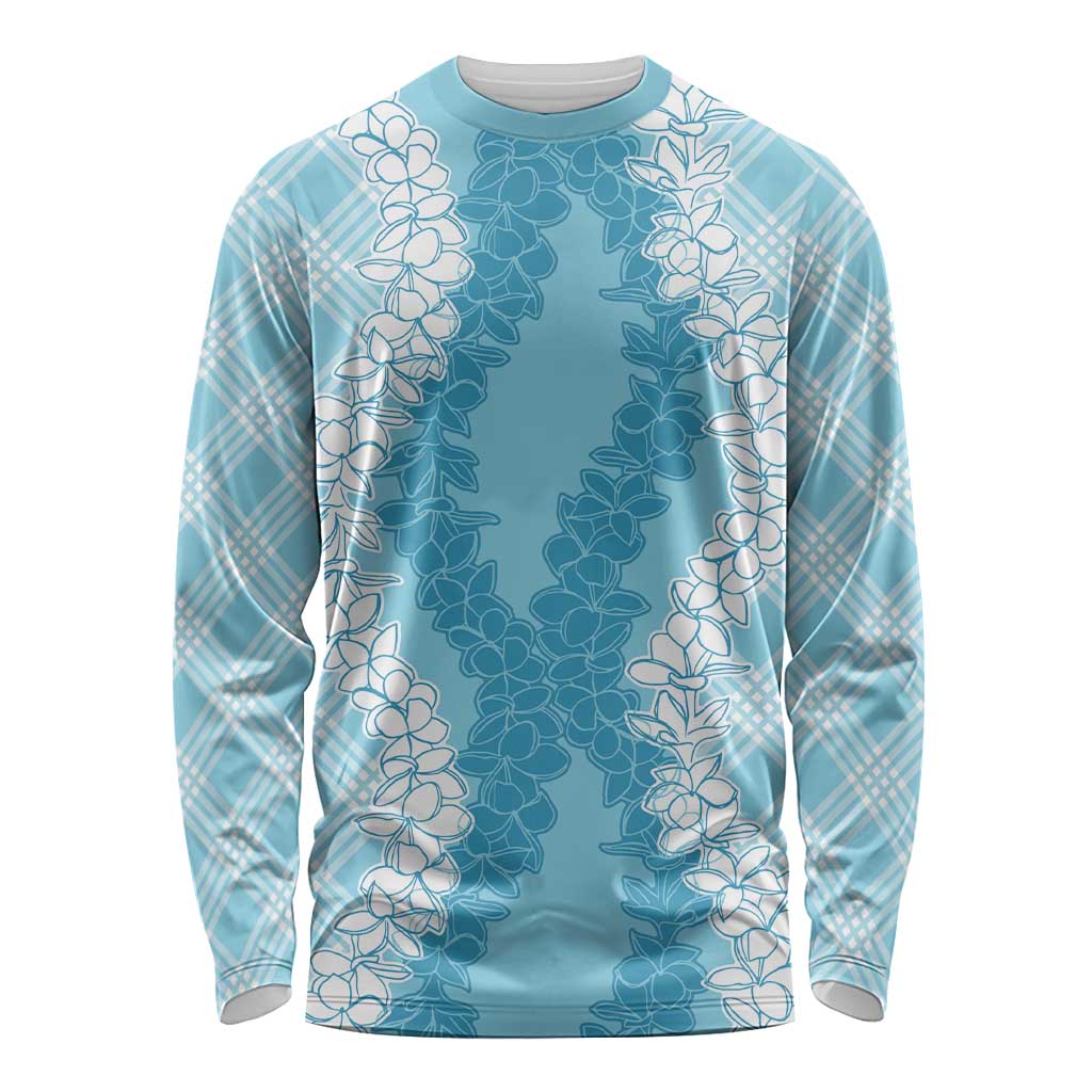 Hawaii Aloha Plumeria Lei Turquoise Palaka Long Sleeve Shirt LT7 Unisex Turquoise - Polynesian Pride