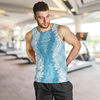Hawaii Aloha Plumeria Lei Turquoise Palaka Men Tank Top LT7 Turquoise - Polynesian Pride