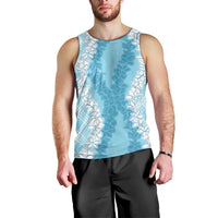 Hawaii Aloha Plumeria Lei Turquoise Palaka Men Tank Top LT7 - Polynesian Pride
