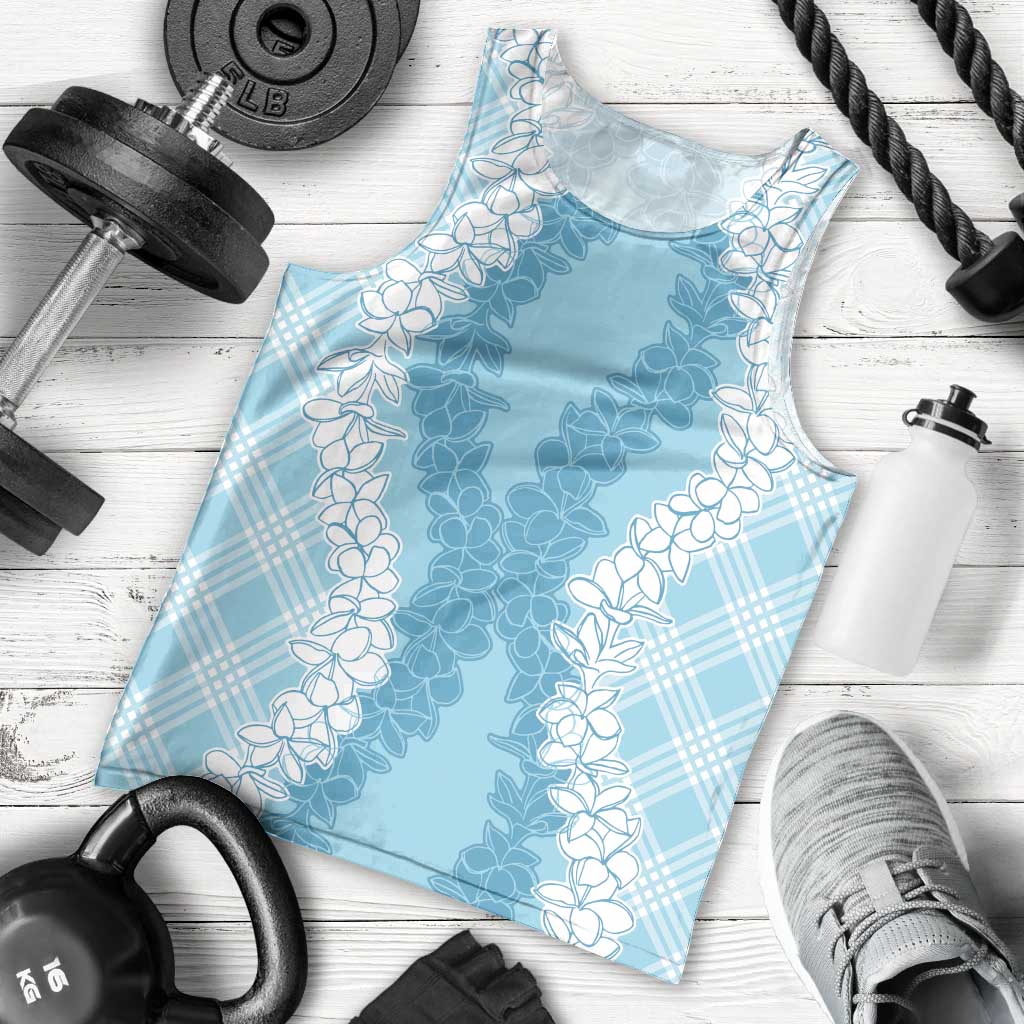 Hawaii Aloha Plumeria Lei Turquoise Palaka Men Tank Top LT7 - Polynesian Pride