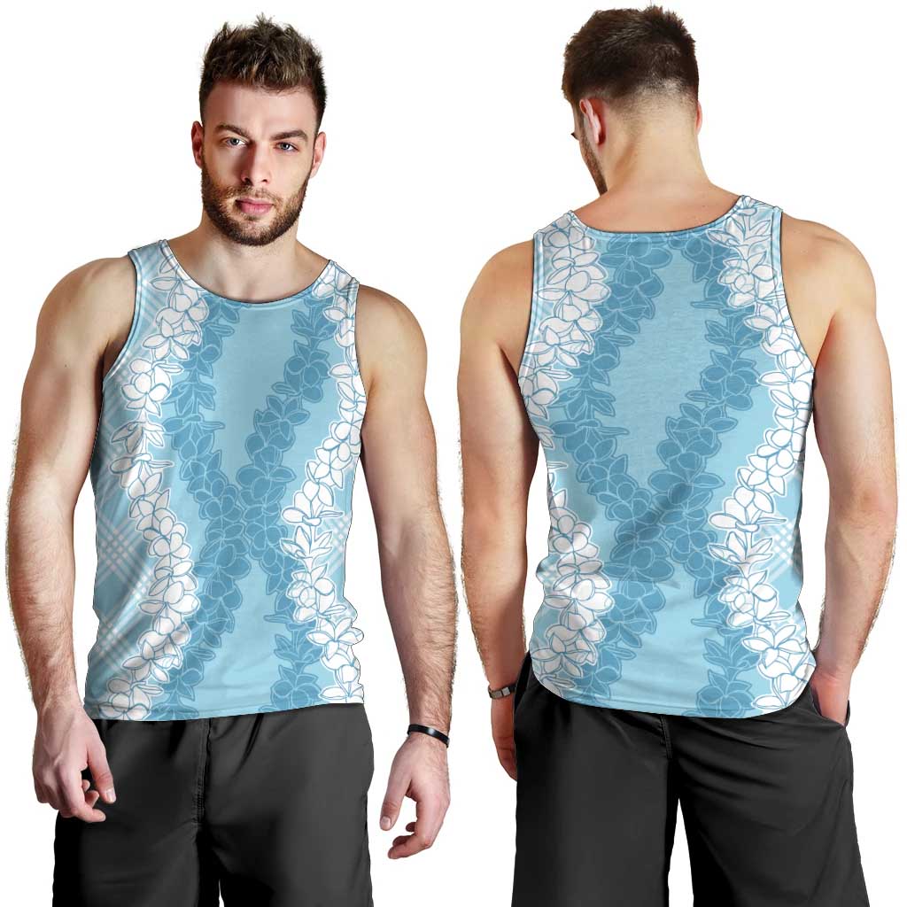 Hawaii Aloha Plumeria Lei Turquoise Palaka Men Tank Top LT7 - Polynesian Pride