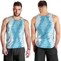 Hawaii Aloha Plumeria Lei Turquoise Palaka Men Tank Top LT7 - Polynesian Pride