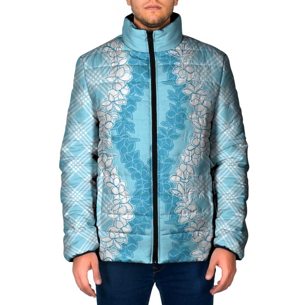 Hawaii Aloha Plumeria Lei Turquoise Palaka Padded Jacket LT7 Men Turquoise - Polynesian Pride