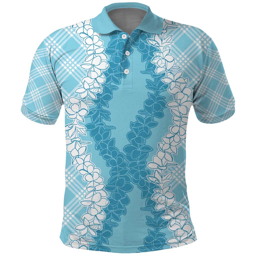 Hawaii Aloha Plumeria Lei Turquoise Palaka Polo Shirt LT7 Turquoise - Polynesian Pride