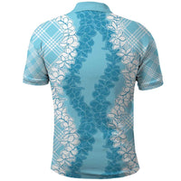 Hawaii Aloha Plumeria Lei Turquoise Palaka Polo Shirt LT7 - Polynesian Pride