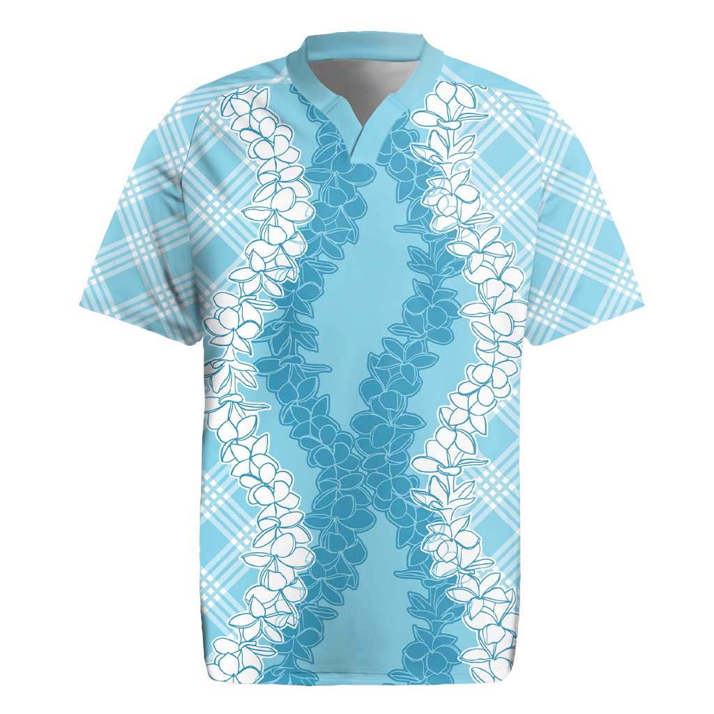 Hawaii Aloha Plumeria Lei Turquoise Palaka Rugby Jersey LT7 Turquoise - Polynesian Pride