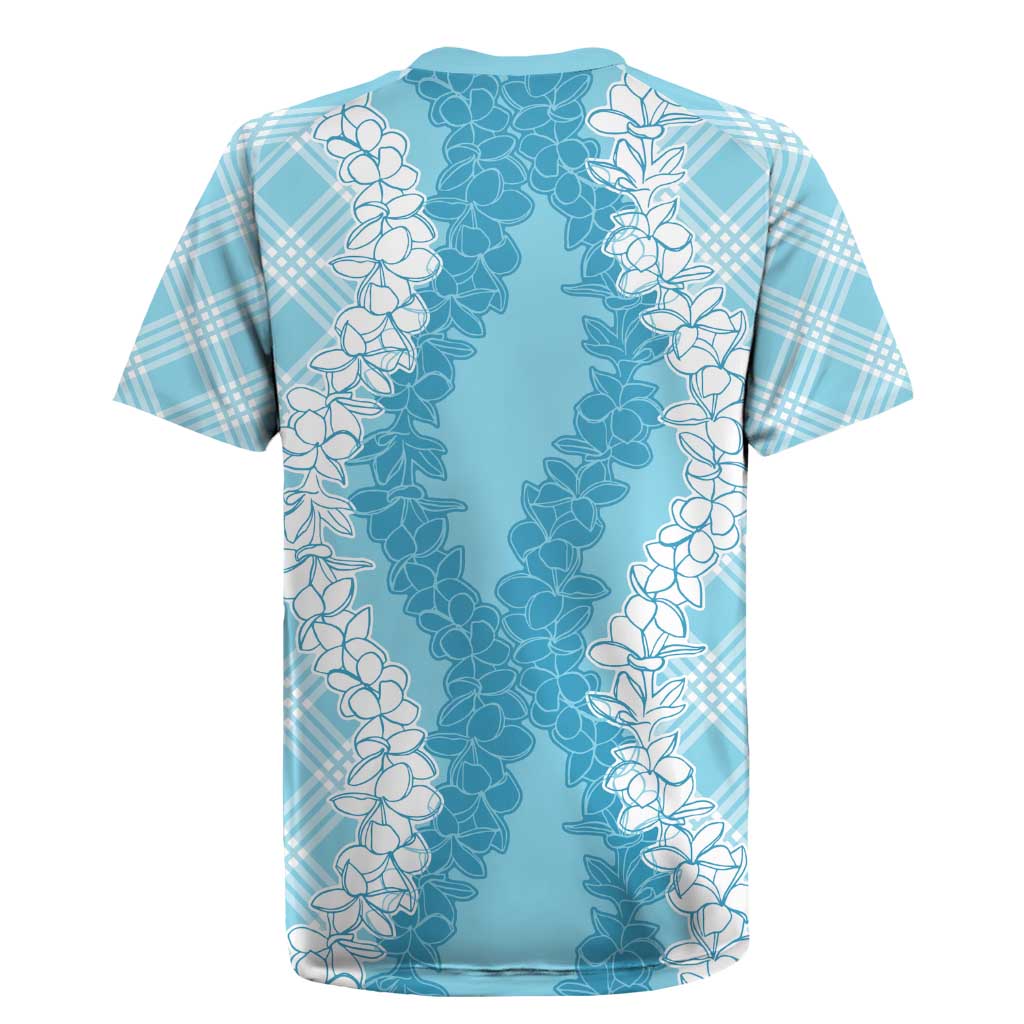 Hawaii Aloha Plumeria Lei Turquoise Palaka Rugby Jersey LT7 - Polynesian Pride