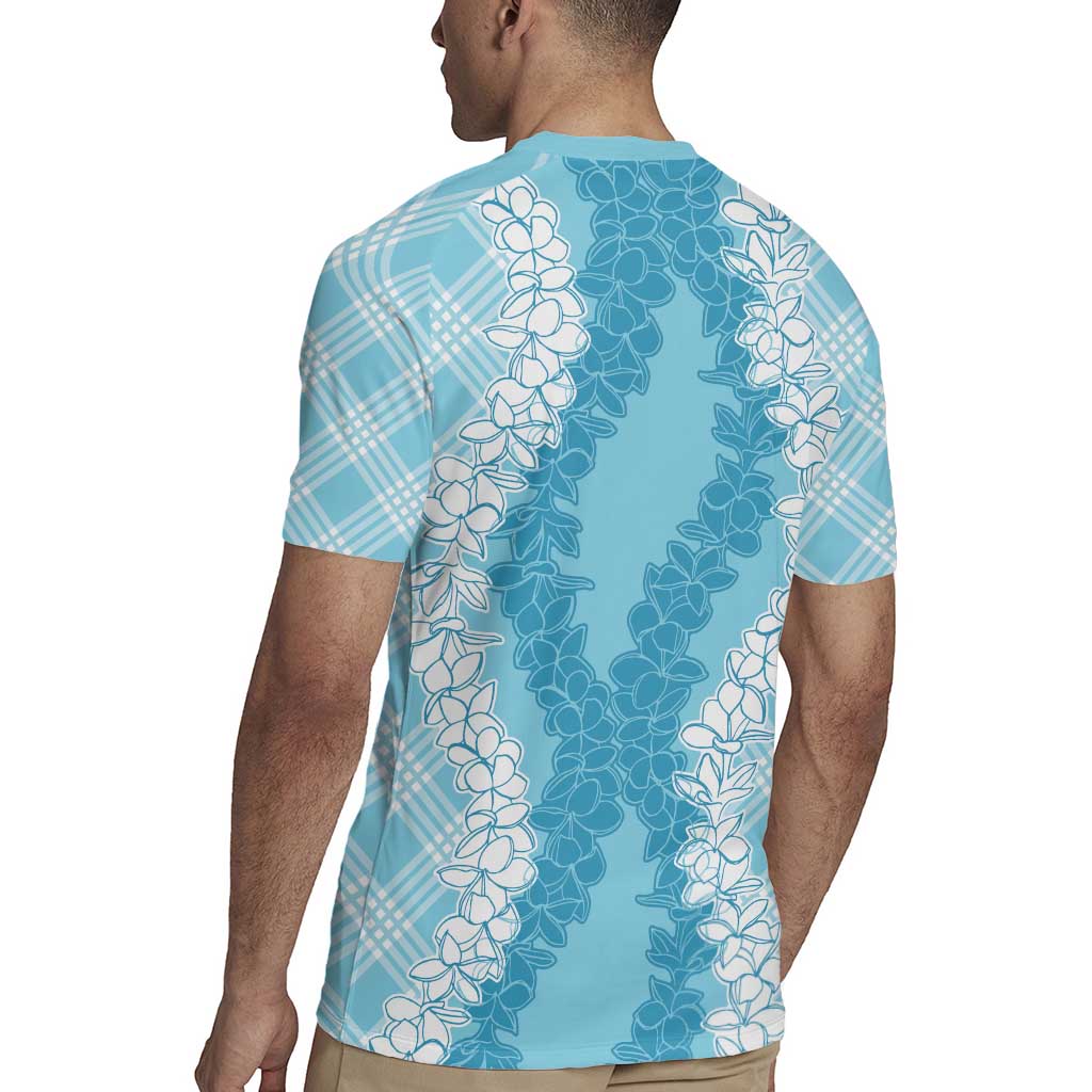 Hawaii Aloha Plumeria Lei Turquoise Palaka Rugby Jersey LT7 - Polynesian Pride