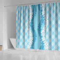 Hawaii Aloha Plumeria Lei Turquoise Palaka Shower Curtain LT7 - Polynesian Pride