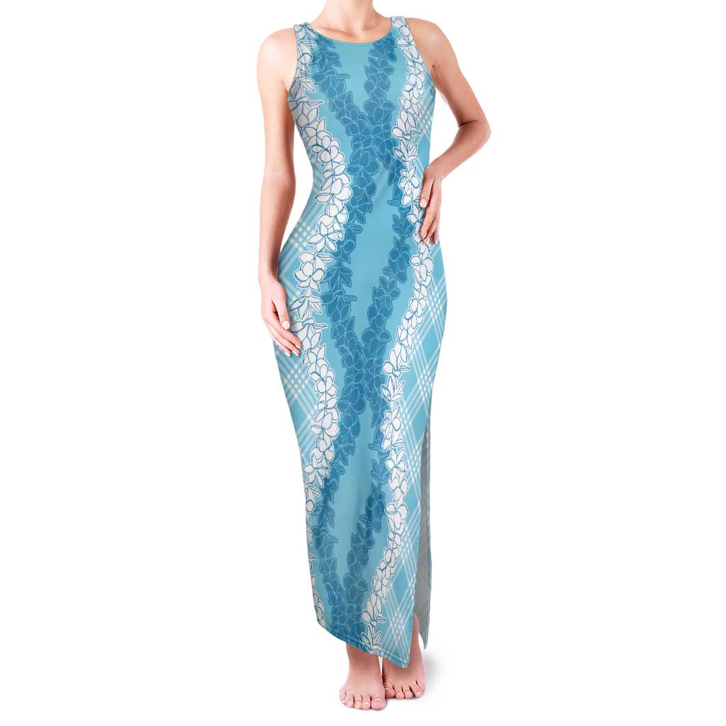 Hawaii Aloha Plumeria Lei Turquoise Palaka Tank Maxi Dress LT7 Women Turquoise - Polynesian Pride