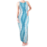 Hawaii Aloha Plumeria Lei Turquoise Palaka Tank Maxi Dress LT7 Women Turquoise - Polynesian Pride