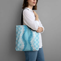 Hawaii Aloha Plumeria Lei Turquoise Palaka Tote Bag LT7 - Polynesian Pride