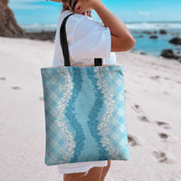 Hawaii Aloha Plumeria Lei Turquoise Palaka Tote Bag LT7 - Polynesian Pride