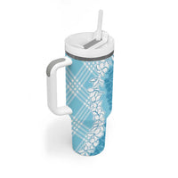 Hawaii Aloha Plumeria Lei Turquoise Palaka Tumbler With Handle LT7 - Polynesian Pride