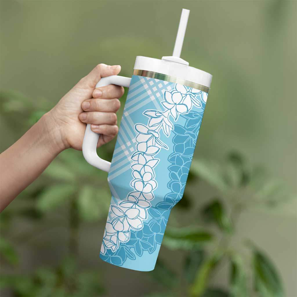 Hawaii Aloha Plumeria Lei Turquoise Palaka Tumbler With Handle LT7 - Polynesian Pride
