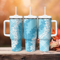 Hawaii Aloha Plumeria Lei Turquoise Palaka Tumbler With Handle LT7 - Polynesian Pride