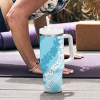 Hawaii Aloha Plumeria Lei Turquoise Palaka Tumbler With Handle LT7 - Polynesian Pride