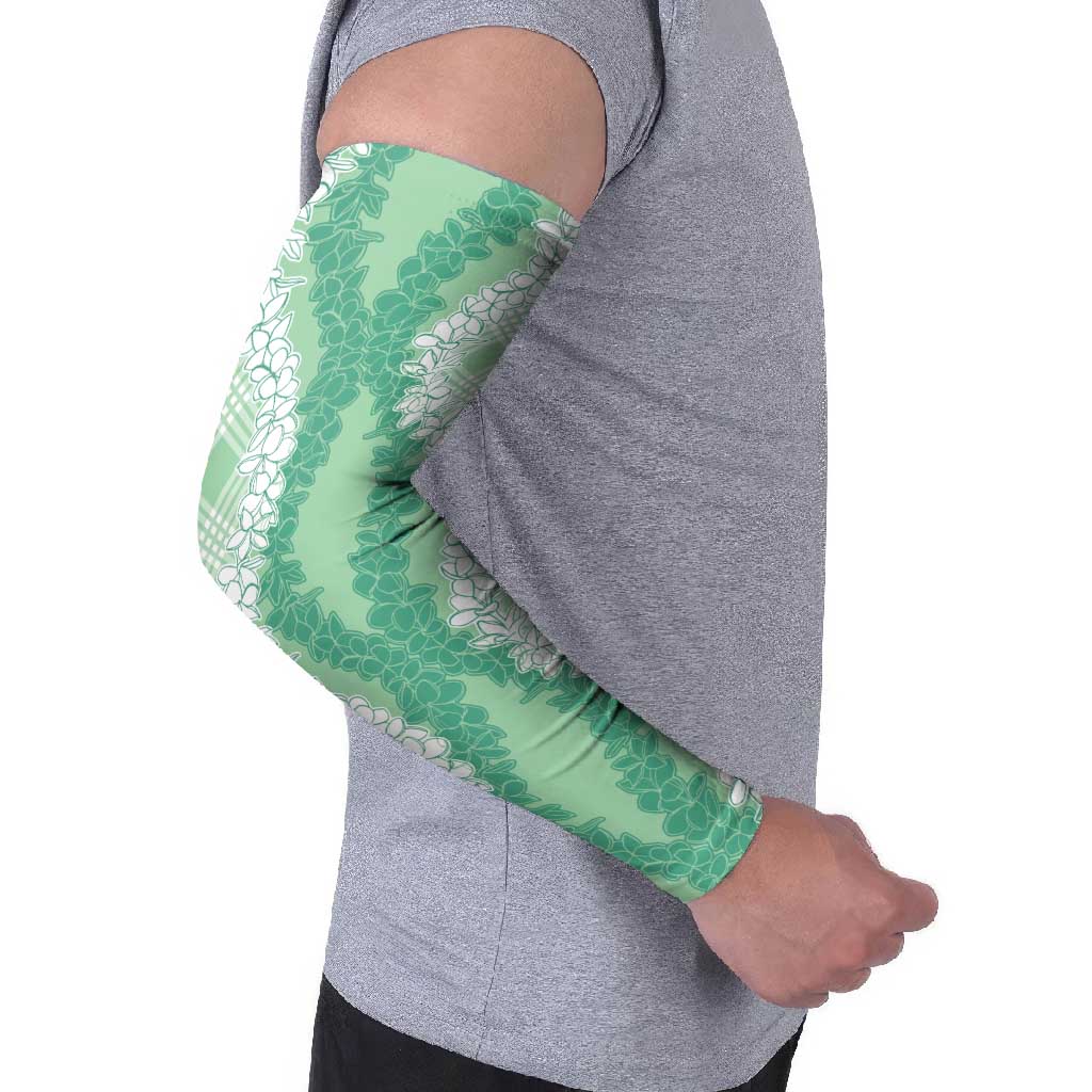 Hawaii Aloha Plumeria Lei Mint Palaka Arm Sleeves LT7 - Polynesian Pride