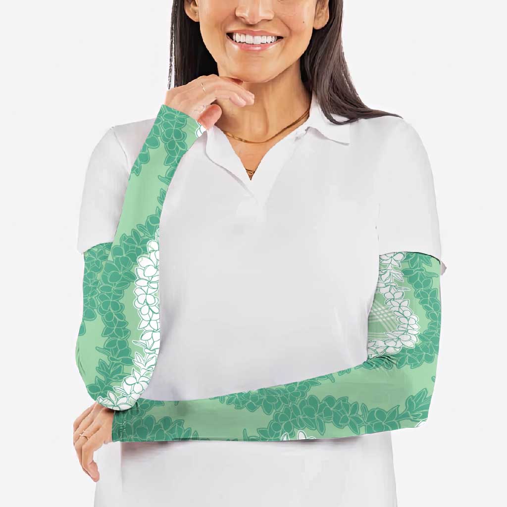 Hawaii Aloha Plumeria Lei Mint Palaka Arm Sleeves LT7 - Polynesian Pride
