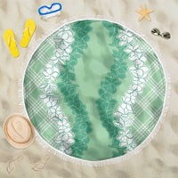 Hawaii Aloha Plumeria Lei Mint Palaka Beach Blanket LT7 One Size 150cm Mint - Polynesian Pride