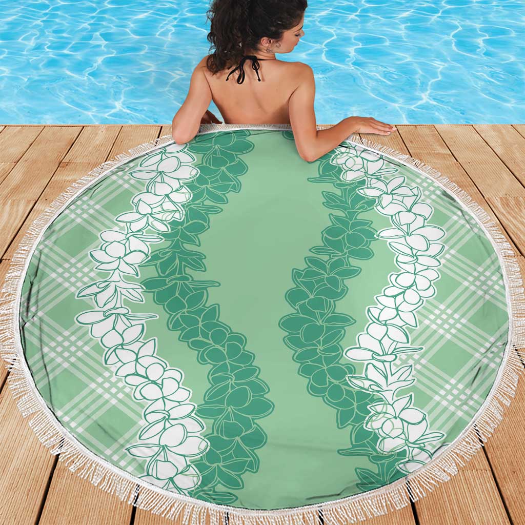 Hawaii Aloha Plumeria Lei Mint Palaka Beach Blanket LT7 - Polynesian Pride