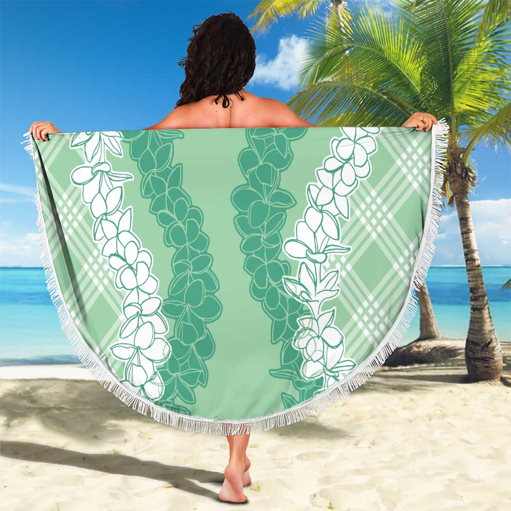 Hawaii Aloha Plumeria Lei Mint Palaka Beach Blanket LT7 - Polynesian Pride