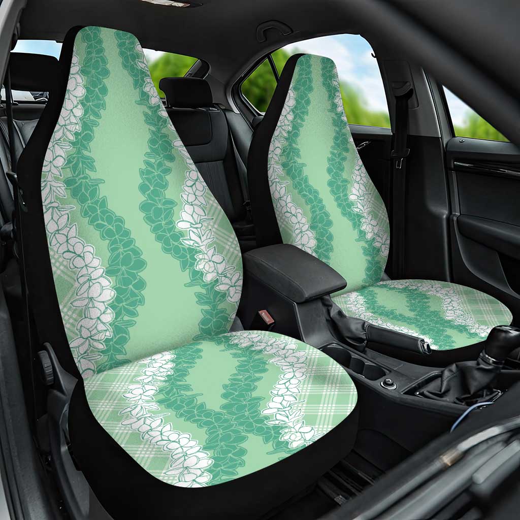 Hawaii Aloha Plumeria Lei Mint Palaka Car Seat Cover LT7 One Size Mint - Polynesian Pride