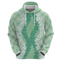 Hawaii Aloha Plumeria Lei Mint Palaka Hoodie LT7 - Polynesian Pride