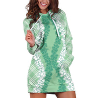 Hawaii Aloha Plumeria Lei Mint Palaka Hoodie Dress LT7 Mint - Polynesian Pride