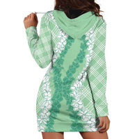 Hawaii Aloha Plumeria Lei Mint Palaka Hoodie Dress LT7 - Polynesian Pride