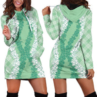 Hawaii Aloha Plumeria Lei Mint Palaka Hoodie Dress LT7 - Polynesian Pride