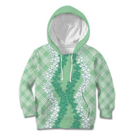 Hawaii Aloha Plumeria Lei Mint Palaka Kid Hoodie LT7 Hoodie Mint - Polynesian Pride