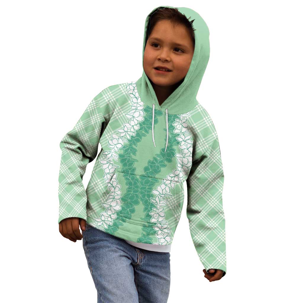 Hawaii Aloha Plumeria Lei Mint Palaka Kid Hoodie LT7 - Polynesian Pride
