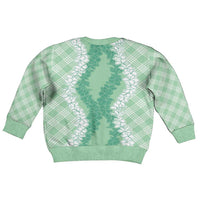 Hawaii Aloha Plumeria Lei Mint Palaka Kid Ugly Christmas Sweater LT7 - Polynesian Pride