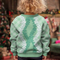 Hawaii Aloha Plumeria Lei Mint Palaka Kid Ugly Christmas Sweater LT7 - Polynesian Pride