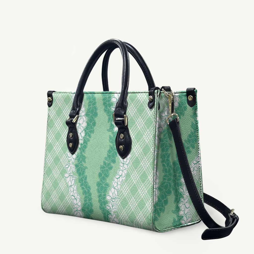 Hawaii Aloha Plumeria Lei Mint Palaka Leather Bag LT7 Mint - Polynesian Pride