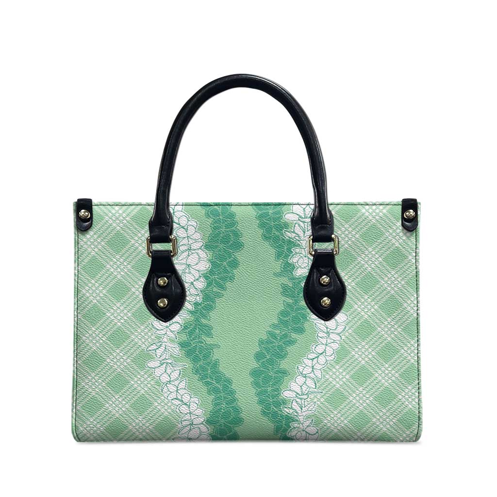 Hawaii Aloha Plumeria Lei Mint Palaka Leather Bag LT7 - Polynesian Pride