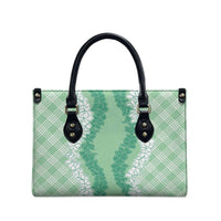 Hawaii Aloha Plumeria Lei Mint Palaka Leather Bag LT7 - Polynesian Pride