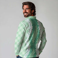 Hawaii Aloha Plumeria Lei Mint Palaka Long Sleeve Polo Shirt LT7 - Polynesian Pride