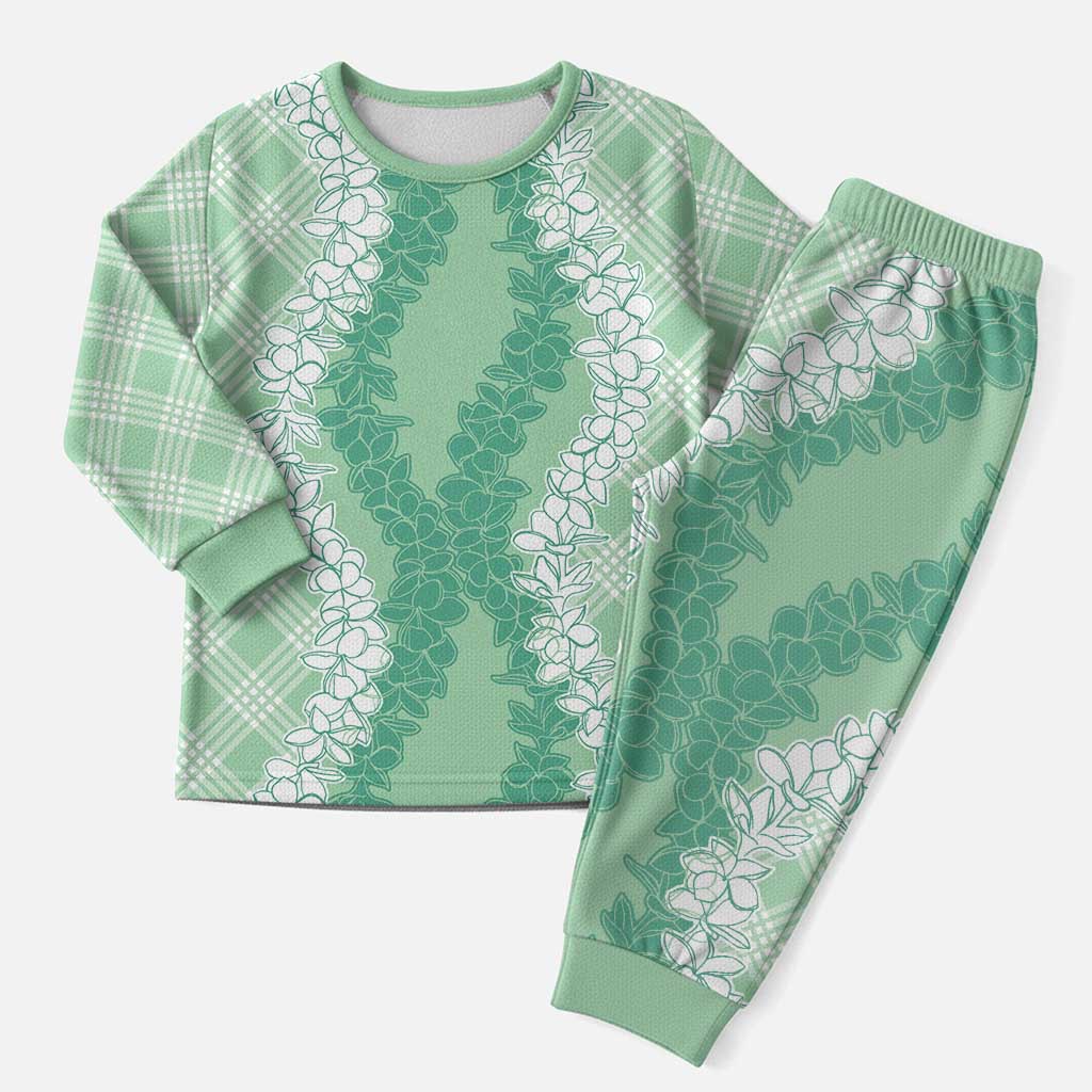 Hawaii Aloha Plumeria Lei Mint Palaka Christmas Pajama Set LT7 Men Mint - Polynesian Pride